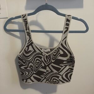 Miss Love swirl patterned brown and white textured tank top